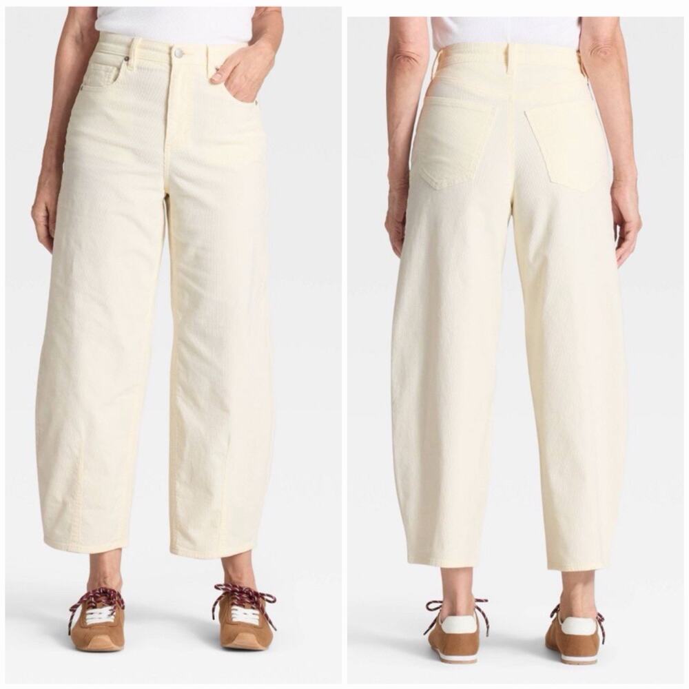 Universal Thread High Rise Easy Barrel Corduroy Pants 2R Ivory Cream NWT